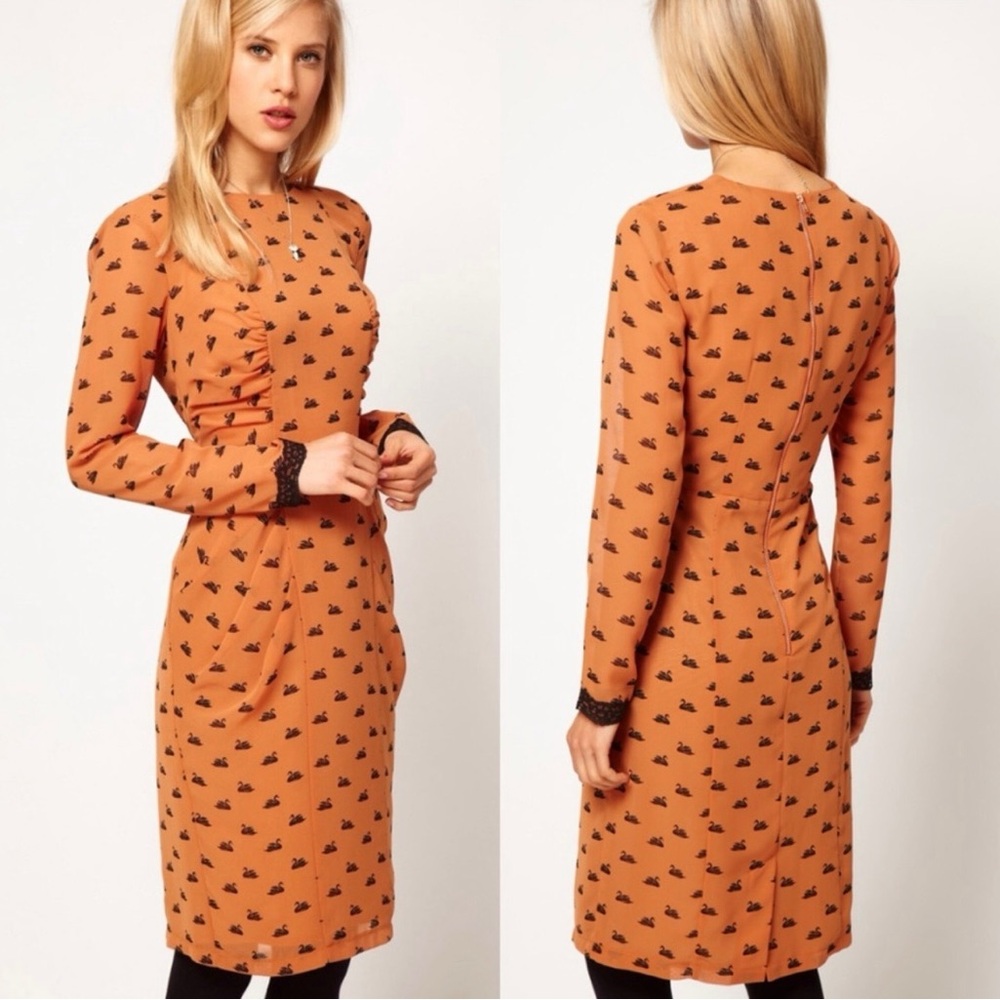 Elegant Orange Patterned Dress